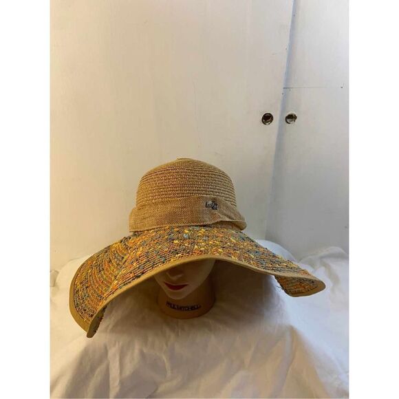 Lucky7 100 paper straw beach hat multi color & ribbon - Picture 1 of 5